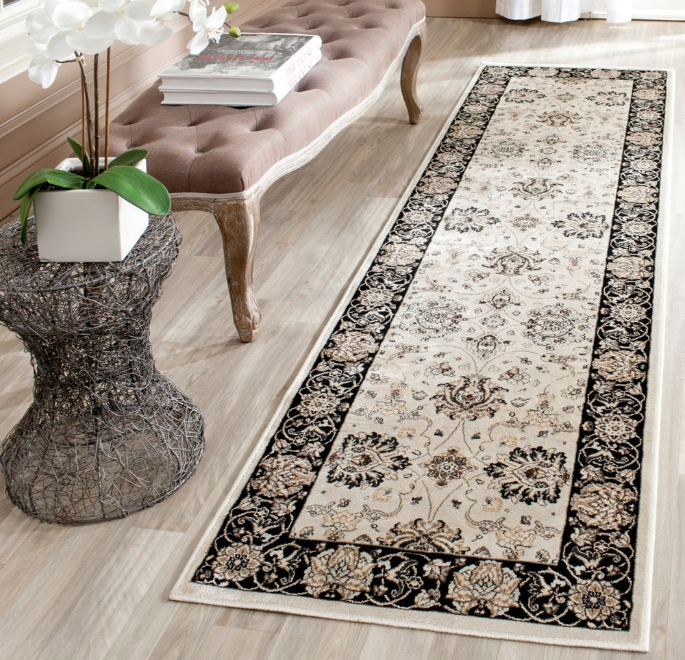 Safavieh Persian Garden 608d Luxurious Power Loomed Area Rug - Elegant Floral Design For Timeless Decor Ivory ,Black 100% Viscose Peg608d-6