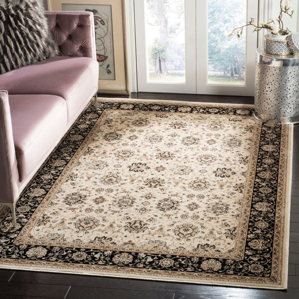 Safavieh Persian Garden 608d Luxurious Power Loomed Area Rug - Elegant Floral Design For Timeless Decor Ivory ,Black 100% Viscose Peg608d-6
