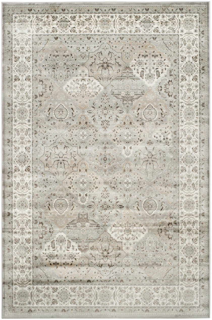 Safavieh Persian Garden 609w Silver Ivory Area Rug - Elegant 5'3" X 7'3" Power-loomed Viscose Design Silver ,Ivory 100% Viscose Peg609w-5
