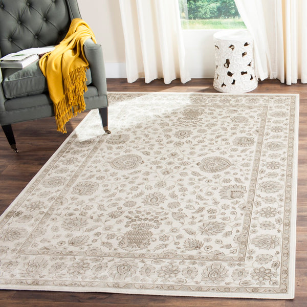 Safavieh Persian Garden 610q Exquisite Area Rug - Timeless Floral Geometric Patterns For Elegant Spaces Silver ,Cream 100% Viscose Peg610q-4