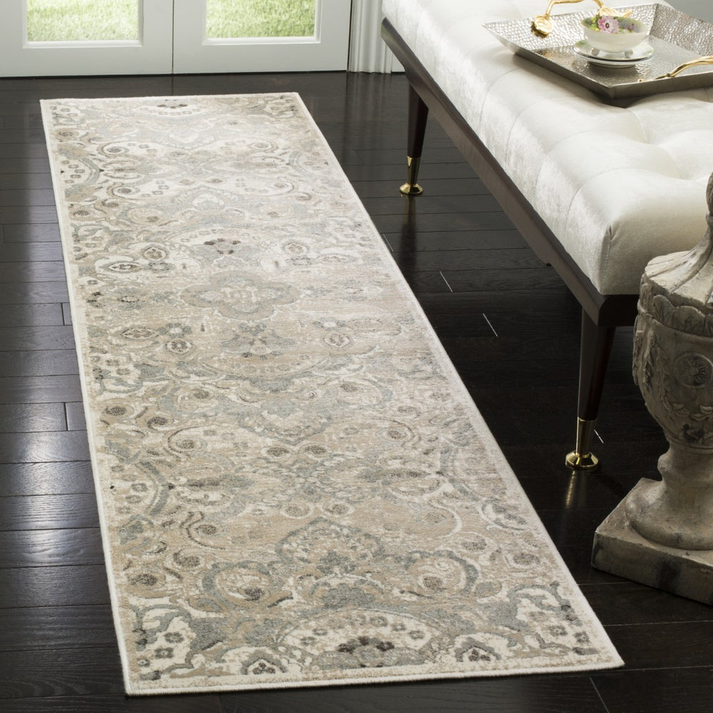 Safavieh Persian Garden Area Rug - Luxurious Viscose Design With Timeless Floral Patterns For Elegant Spaces Cream ,Silver 100% Viscose Peg614w-4
