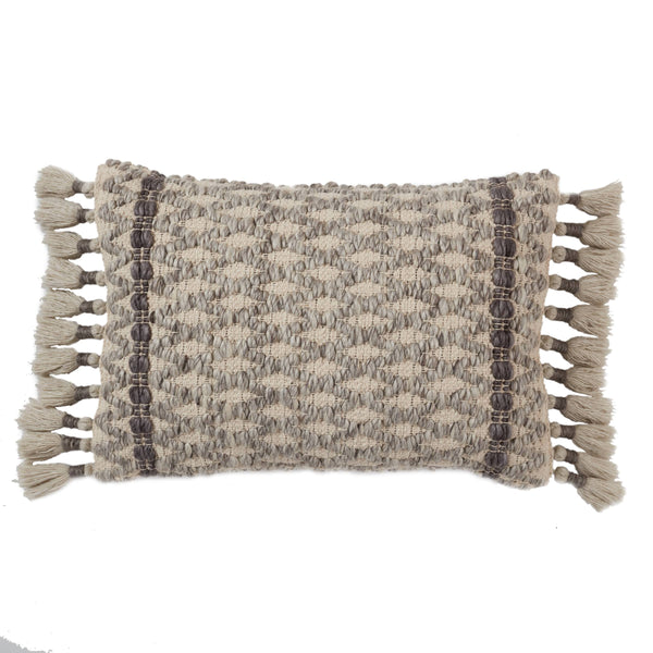 Jaipur Living Jaipur Living Celie Fringe Lumbar Pillow Wool Blend Textured Ivory Gray Accent Poly Fill PLW103695