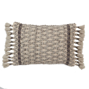Jaipur Living Jaipur Living Celie Wool Blend Lumbar Pillow Cover with Fringe Trim Sofa Accent Light Gray / Ivory PLC102417