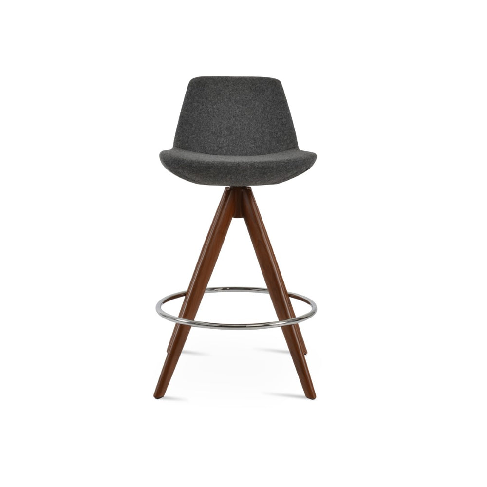 Soho Concept Pera Pyramid-mw Swivel Bar & Counter Stools In Premium Wool Fabric - Custom Finish Options Available! Walnut  Soho-concept-dining-chair-09543