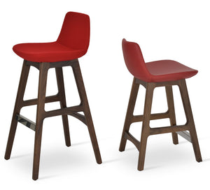 Soho Concept Pera Stylish Barstools & Counterstools, Solid Wood With Premium Upholstery, 10-year Warranty! Walnut,Red  Soho-concept-dining-chair-09346