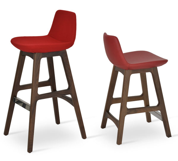 Soho Concept Pera Stylish Barstools & Counterstools, Solid Wood With Premium Upholstery, 10-year Warranty! Walnut,Red  Soho-concept-dining-chair-09346