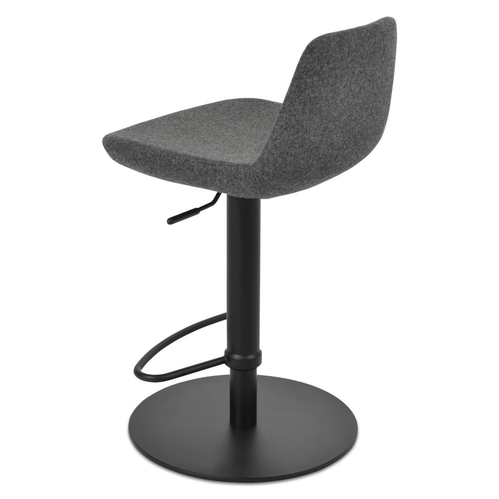 Soho Concept Pera Piston Stool With Adjustable Height & Half Footrest - Durable Camira Wool Fabric, 10-year Guarantee Black,Dark Grey  Soho-concept-dining-chair-07350