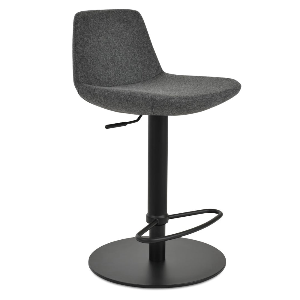 Soho Concept Pera Piston Stool With Adjustable Height & Half Footrest - Durable Camira Wool Fabric, 10-year Guarantee Black,Dark Grey  Soho-concept-dining-chair-07350