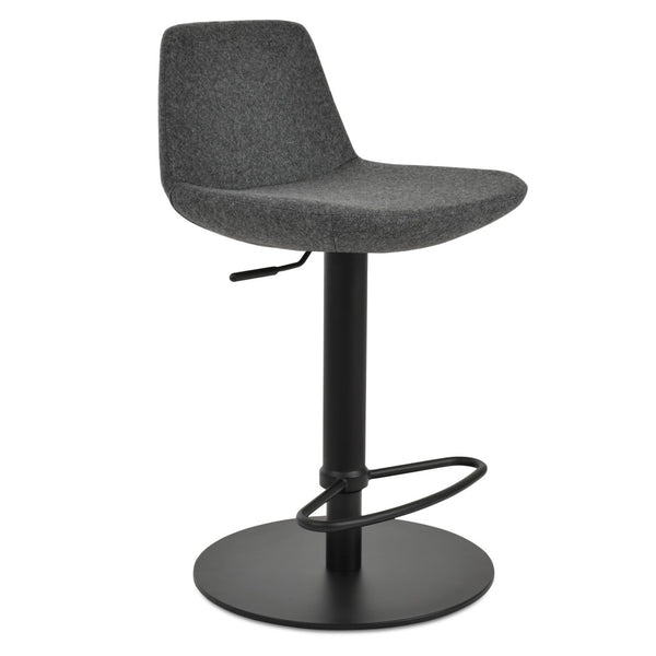 Soho Concept Pera Piston Stool With Adjustable Height & Half Footrest - Durable Camira Wool Fabric, 10-year Guarantee Black,Dark Grey  Soho-concept-dining-chair-10147