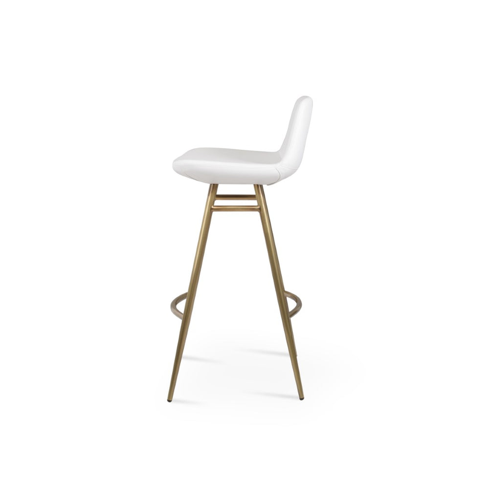 Soho Concept Pera Galata Barstools & Counterstools - Stylish Leatherette Seating With Brass Accents, 2-year Warranty Brass,White Steel Tubular Legs Soho-concept-dining-chair-09421