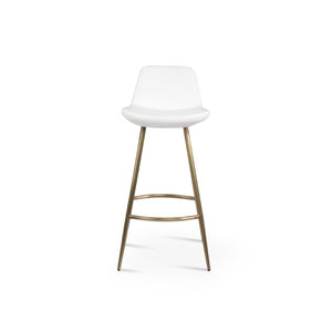 Soho Concept Pera Galata Barstools & Counterstools - Stylish Leatherette Seating With Brass Accents, 2-year Warranty Brass,White Steel Tubular Legs Soho-concept-dining-chair-07063