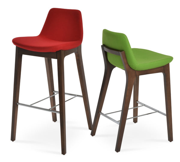 Soho Concept Pera Stylish Barstools & Counterstools, Solid Wood With Premium Upholstery, 10-year Warranty! Red,Walnut  Soho-concept-dining-chair-09453