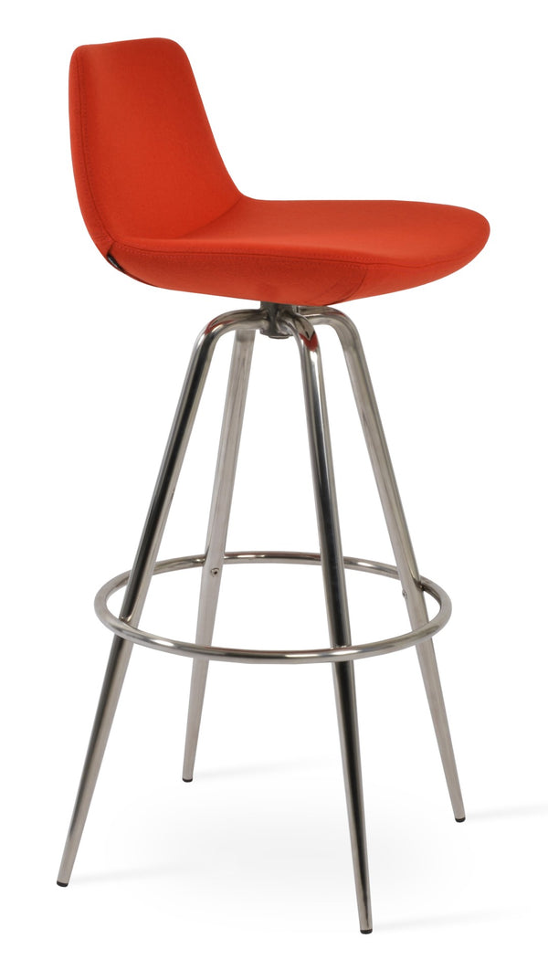 Soho Concept Pera Max Barstools & Counterstools - Stylish Swivel Design, Durable Camira Fabric, 10-year Warranty Orange Steel Tubular Legs Black ,S.Steel ,Walnut Finish Soho-concept-dining-chair-09486