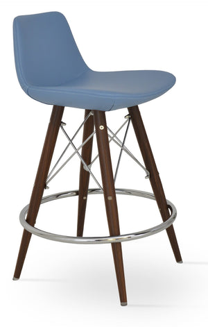 Soho Concept Pera Modern Barstools & Counterstools – Stylish Leatherette, Swivel Functionality & 2-year Warranty Walnut,Blue  Soho-concept-dining-chair-09497
