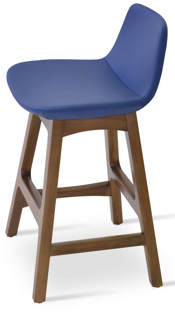 Soho Concept Pera Wood Barstools & Counterstools - Stylish Leatherette, 2-year Guarantee, Elegant Swivel Design! Walnut,Blue  Soho-concept-dining-chair-09645