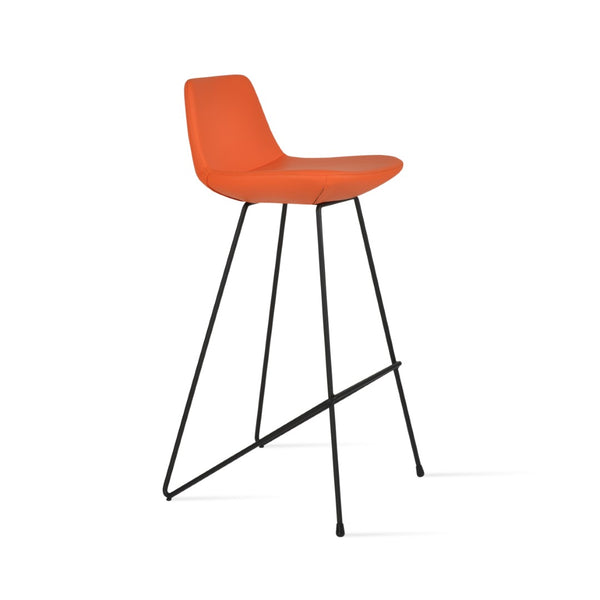 Soho Concept Pera Cat Barstools & Counterstools - Modern Wire Design, Soft Leatherette, 2-year Guarantee, Chrome Finish Black,Orange  Soho-concept-dining-chair-09212