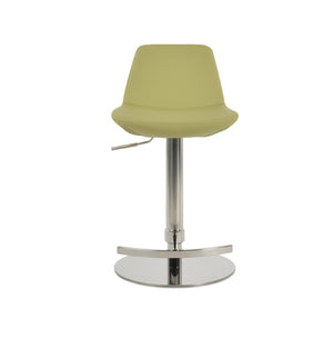 Soho Concept Pera Piston Stool - Stylish Barstool With Leatherette Seat, Polished Steel Base, 2-year Guarantee Chrome,Green  Soho-concept-dining-chair-09269