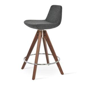 Soho Concept Pera Pyramid Barstools & Counterstools – Premium Wool Upholstery, Swivel Design & 10-year Guarantee Walnut,Dark Grey  Soho-concept-dining-chair-09279