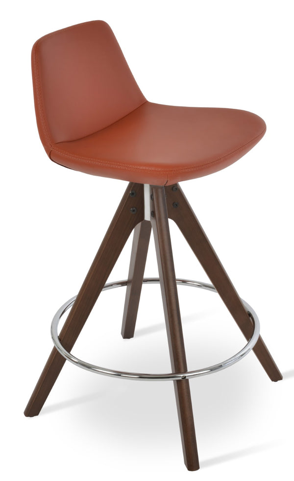 Soho Concept Pera Pyramid Swivel Barstools With Solid Wood Bases, Luxurious Fabrics & 10-year Guarantee Options Walnut  Soho-concept-dining-chair-09274