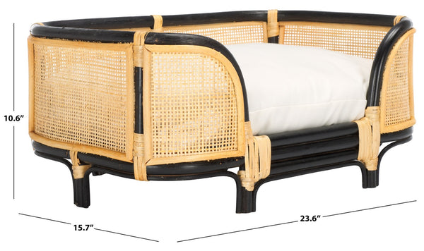 Safavieh TIMO Handwoven Rattan Pet Bed with Cozy Cushion - Beige & Natural Design for Small Dogs & Cats PET1800A