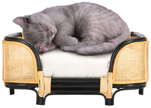 Safavieh TIMO Handwoven Rattan Pet Bed with Cozy Cushion - Beige & Natural Design for Small Dogs & Cats PET1800A