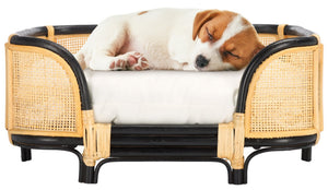 Safavieh TIMO Handwoven Rattan Pet Bed with Cozy Cushion - Beige & Natural Design for Small Dogs & Cats PET1800A