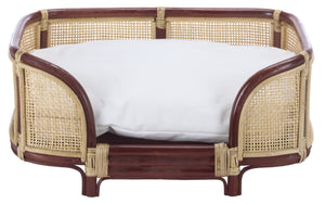 Safavieh Timo Woven Rattan Pet Bed with Foam Cushion Bohemian Organic Style for Home Interiors Red PET1800B