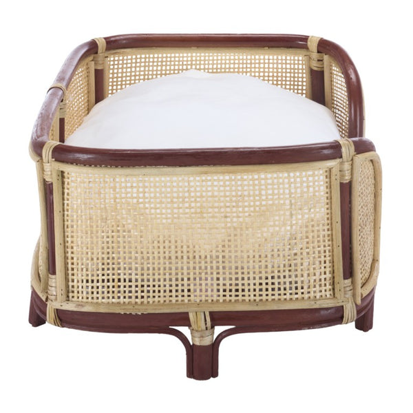 Safavieh Timo Woven Rattan Pet Bed with Foam Cushion Bohemian Organic Style for Home Interiors Red PET1800B