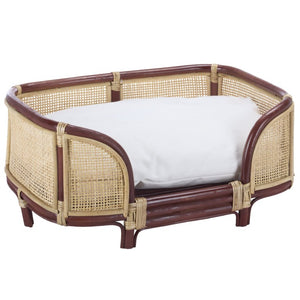 Safavieh Timo Woven Rattan Pet Bed with Foam Cushion Bohemian Organic Style for Home Interiors Red PET1800B