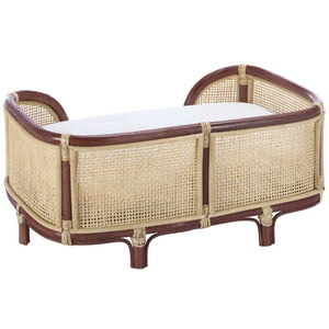 Safavieh Timo Woven Rattan Pet Bed with Foam Cushion Bohemian Organic Style for Home Interiors Red PET1800B