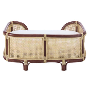 Safavieh Timo Woven Rattan Pet Bed with Foam Cushion Bohemian Organic Style for Home Interiors Red PET1800B