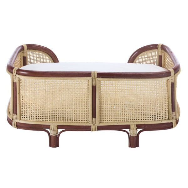 Safavieh Timo Woven Rattan Pet Bed with Foam Cushion Bohemian Organic Style for Home Interiors Red PET1800B