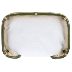 Safavieh Timo Woven Rattan Pet Bed with Foam Cushion Bohemian Organic Style for Home Interiors Olive Green PET1800C