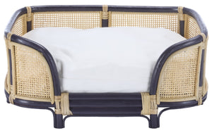 Safavieh Timo Woven Rattan Pet Bed with Foam Cushion Bohemian Organic Style for Home Interiors Blue PET1800D