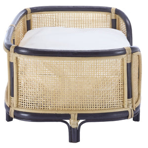 Safavieh Timo Woven Rattan Pet Bed with Foam Cushion Bohemian Organic Style for Home Interiors Blue PET1800D