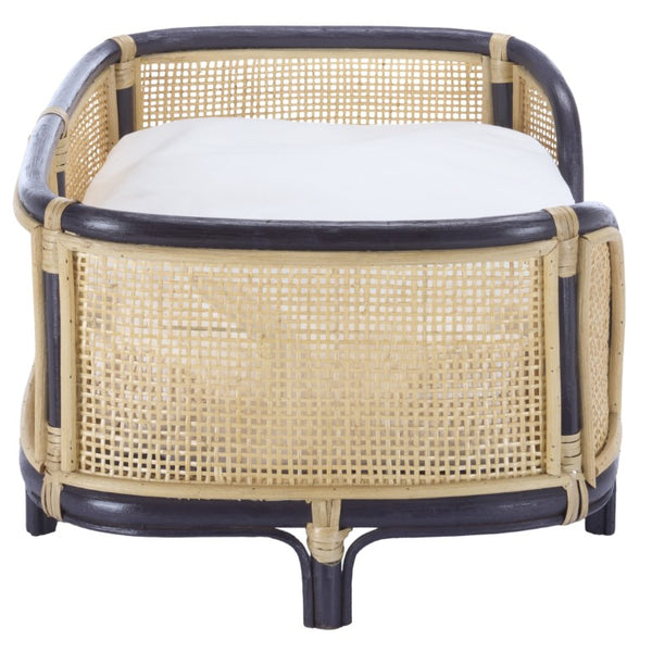 Safavieh Timo Woven Rattan Pet Bed with Foam Cushion Bohemian Organic Style for Home Interiors Blue PET1800D