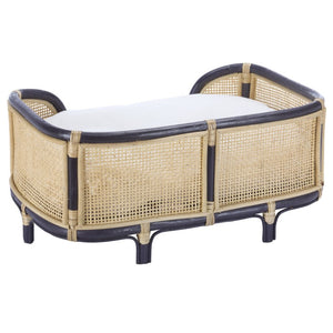 Safavieh Timo Woven Rattan Pet Bed with Foam Cushion Bohemian Organic Style for Home Interiors Blue PET1800D