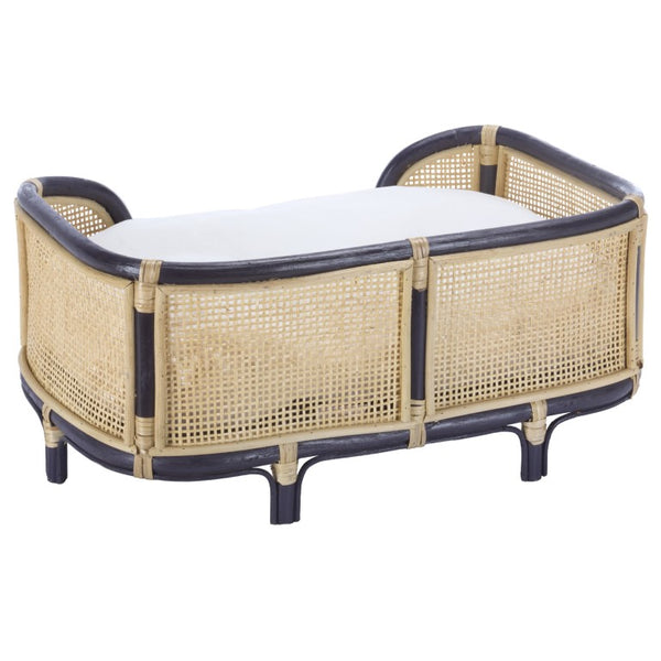 Safavieh Timo Woven Rattan Pet Bed with Foam Cushion Bohemian Organic Style for Home Interiors Blue PET1800D