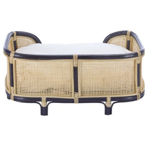 Safavieh Timo Woven Rattan Pet Bed with Foam Cushion Bohemian Organic Style for Home Interiors Blue PET1800D