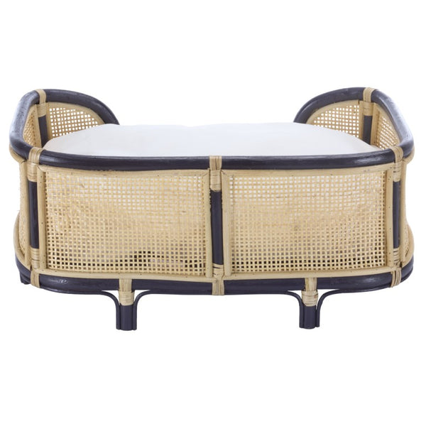 Safavieh Timo Woven Rattan Pet Bed with Foam Cushion Bohemian Organic Style for Home Interiors Blue PET1800D