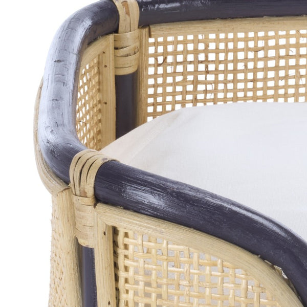 Safavieh Timo Woven Rattan Pet Bed with Foam Cushion Bohemian Organic Style for Home Interiors Blue PET1800D