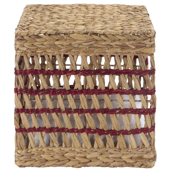Safavieh Ivie Woven Water Hyacinth Pet Bed with Removable Cushion for Small Dogs and Cats Red PET1801B