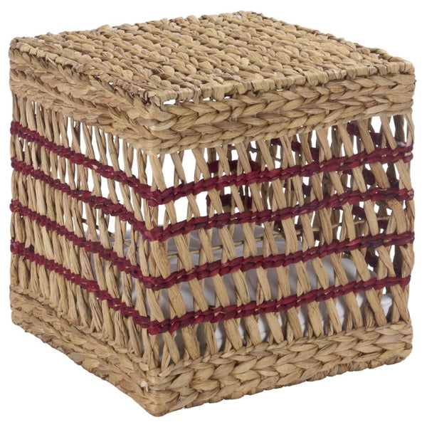 Safavieh Ivie Woven Water Hyacinth Pet Bed with Removable Cushion for Small Dogs and Cats Red PET1801B