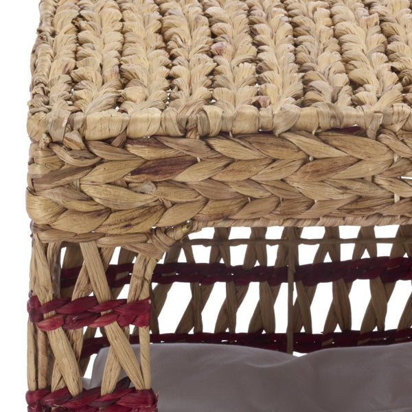 Safavieh Ivie Woven Water Hyacinth Pet Bed with Removable Cushion for Small Dogs and Cats Red PET1801B