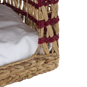 Safavieh Ivie Woven Water Hyacinth Pet Bed with Removable Cushion for Small Dogs and Cats Red PET1801B