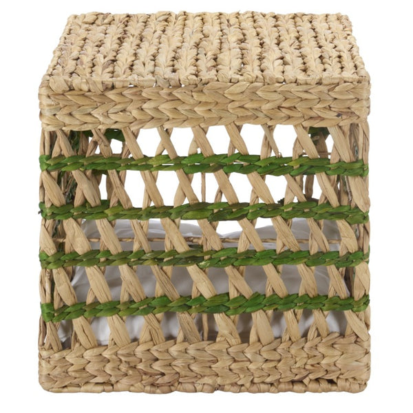 Safavieh Ivie Woven Water Hyacinth Pet Bed with Removable Cushion for Small Dogs and Cats Green PET1801C