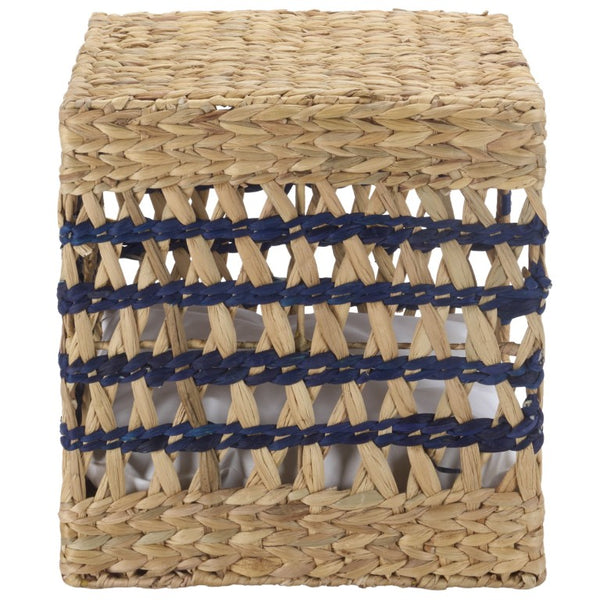 Safavieh Ivie Woven Water Hyacinth Pet Bed with Removable Cushion for Small Dogs and Cats Blue PET1801D