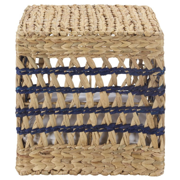 Safavieh Ivie Woven Water Hyacinth Pet Bed with Removable Cushion for Small Dogs and Cats Blue PET1801D