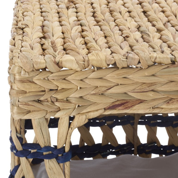 Safavieh Ivie Woven Water Hyacinth Pet Bed with Removable Cushion for Small Dogs and Cats Blue PET1801D
