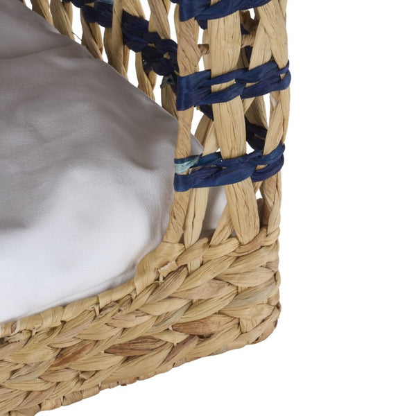 Safavieh Ivie Woven Water Hyacinth Pet Bed with Removable Cushion for Small Dogs and Cats Blue PET1801D